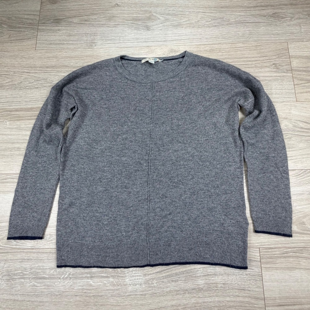Boden Gray Wool Cashmere Blend Crew Neck Sweater Contrast Trim US 6